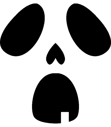 Surprised Ghost pumpkin carving stencil, black cut areas on white